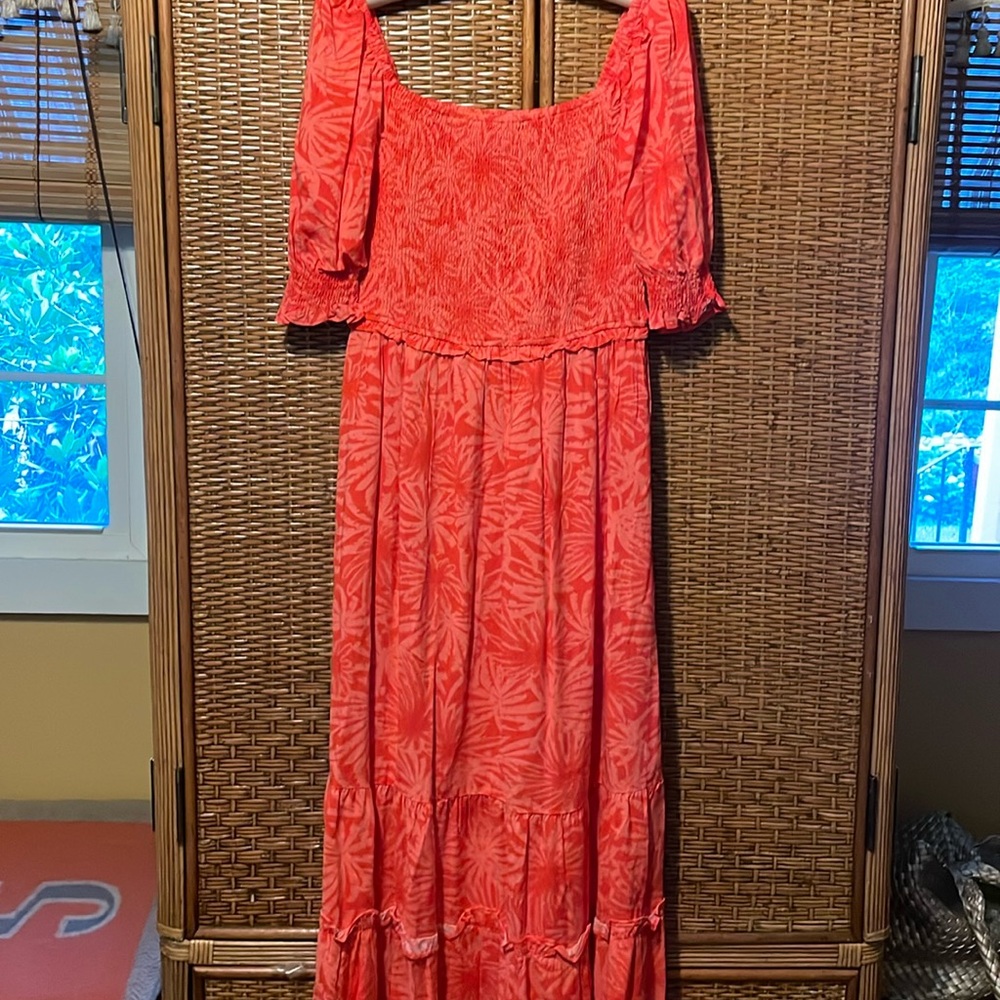 Betsey Johnson NWT pink/orange maxi dress size M